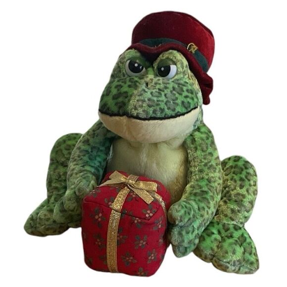 Stuffed Christmas Frog with Gift ‘ - Picture 1 of 6
